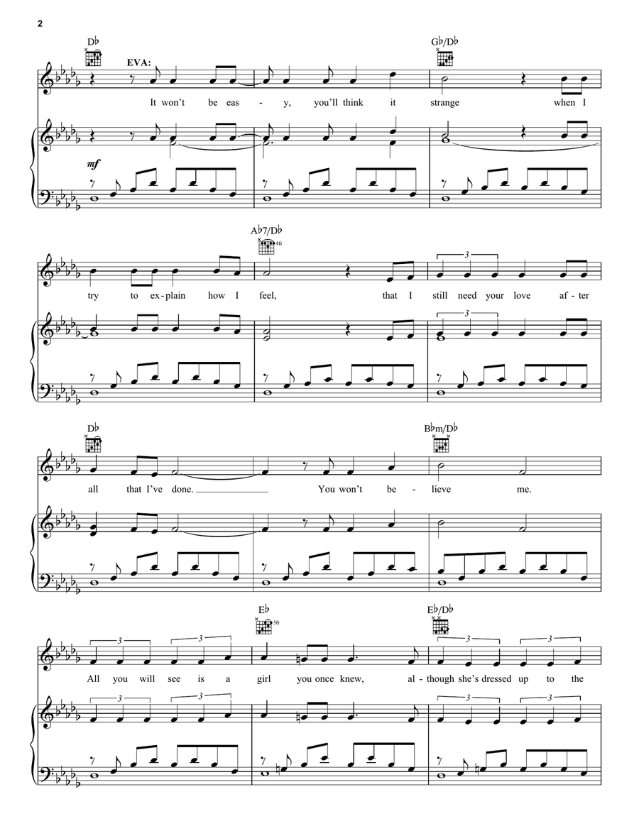Don't Cry For Me Argentina Piano, Vocal, Guitar scores gallery preview page 2
