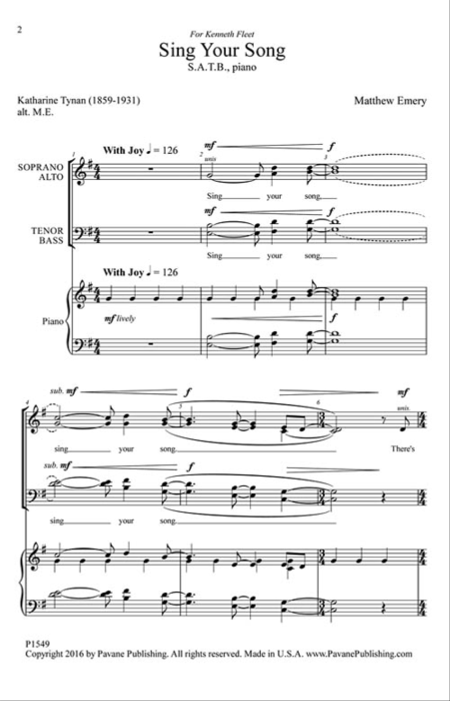 Sing Your Song Sing Your Song 4-Part scores gallery preview page 2