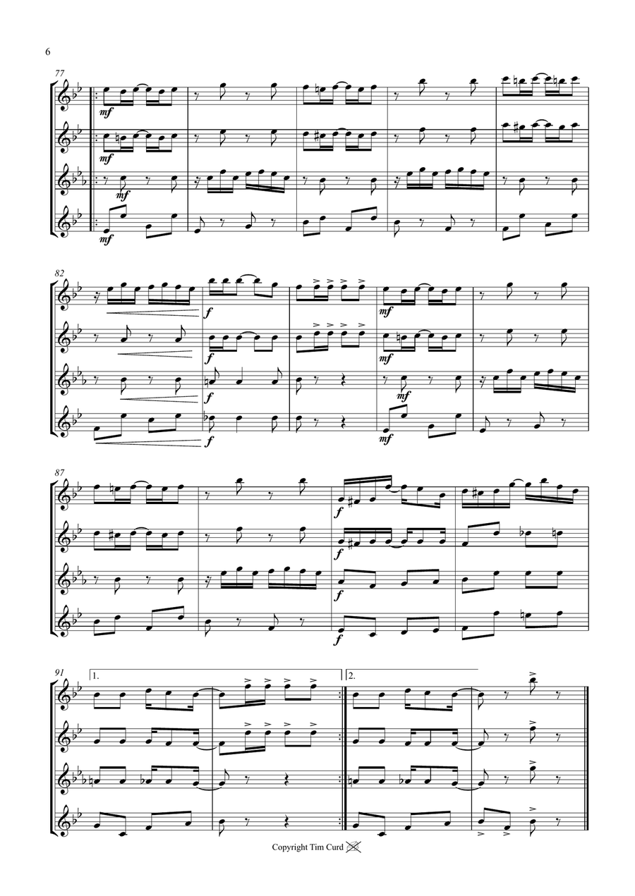 The Entertainer. For Saxophone Quartet Saxophone Quartet scores gallery preview page 6