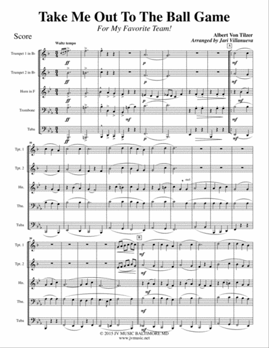 Take Me Out To The Ball Game for Brass Quintet Brass Quintet scores gallery preview page 2