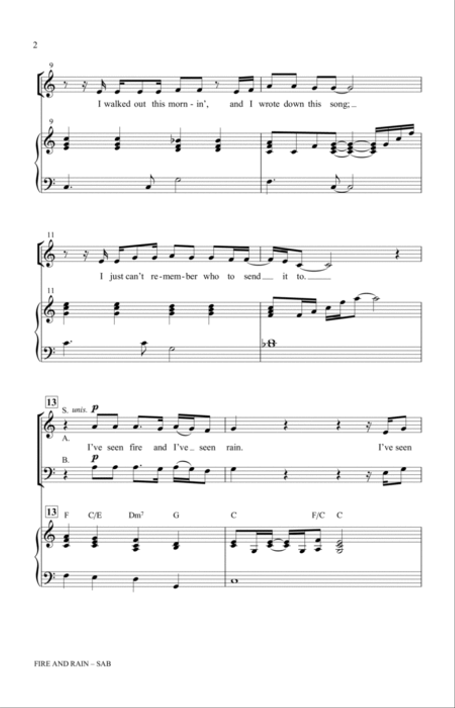 Fire And Rain (arr. Greg Gilpin) 3-Part scores gallery preview page 2