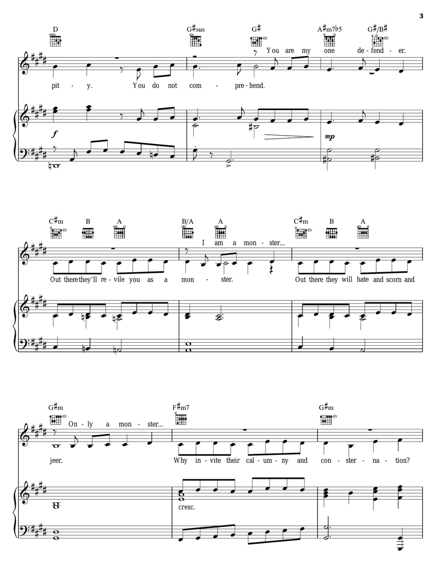 Out There (from Disney's The Hunchback of Notre Dame) Piano, Vocal, Guitar scores gallery preview page 3