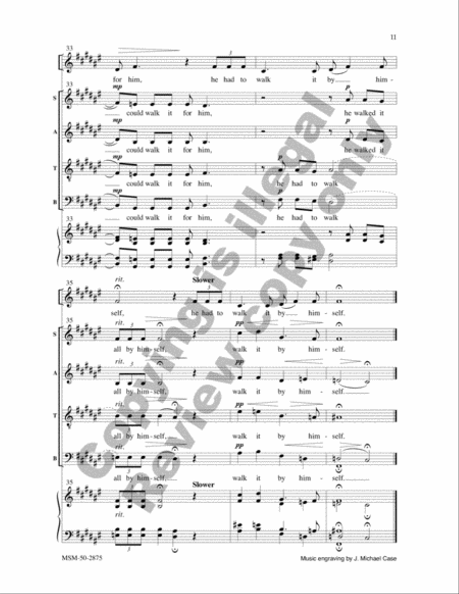 Jesus Walked This Lonesome Valley 4-Part scores gallery preview page 10
