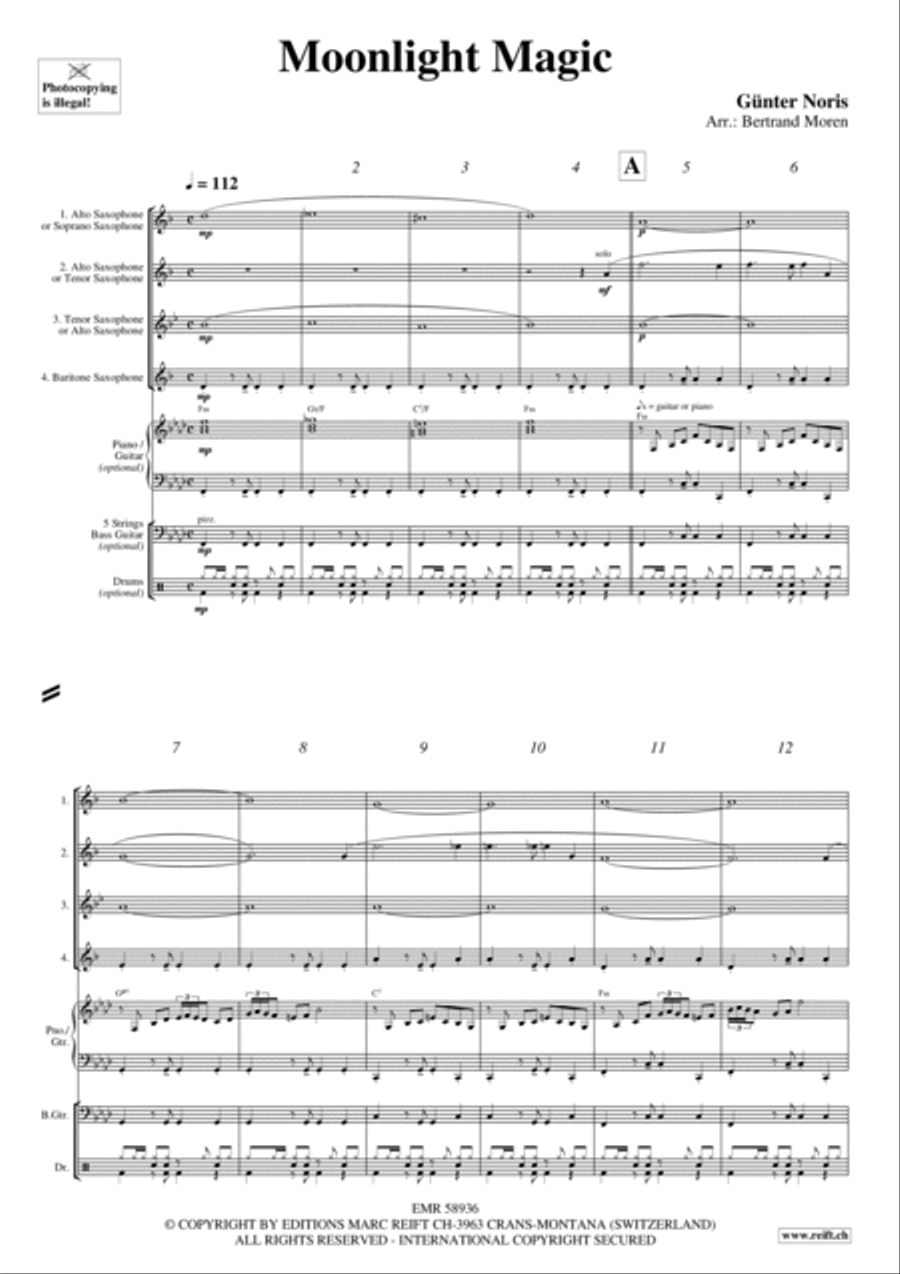 Moonlight Magic Saxophone Quartet scores gallery preview page 3