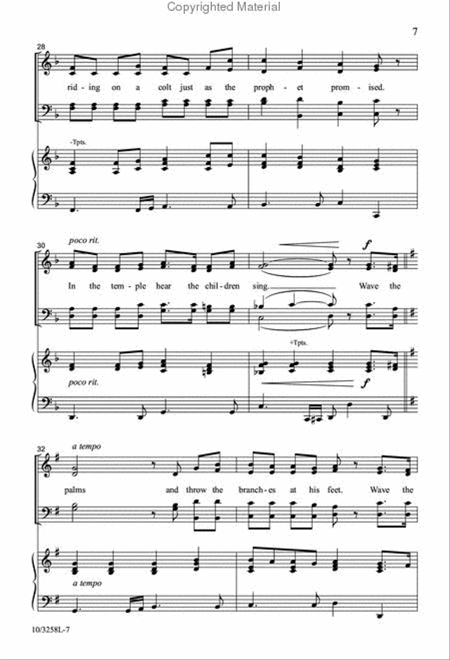 Wave the Palms, Hosanna! 4-Part scores gallery preview page 6