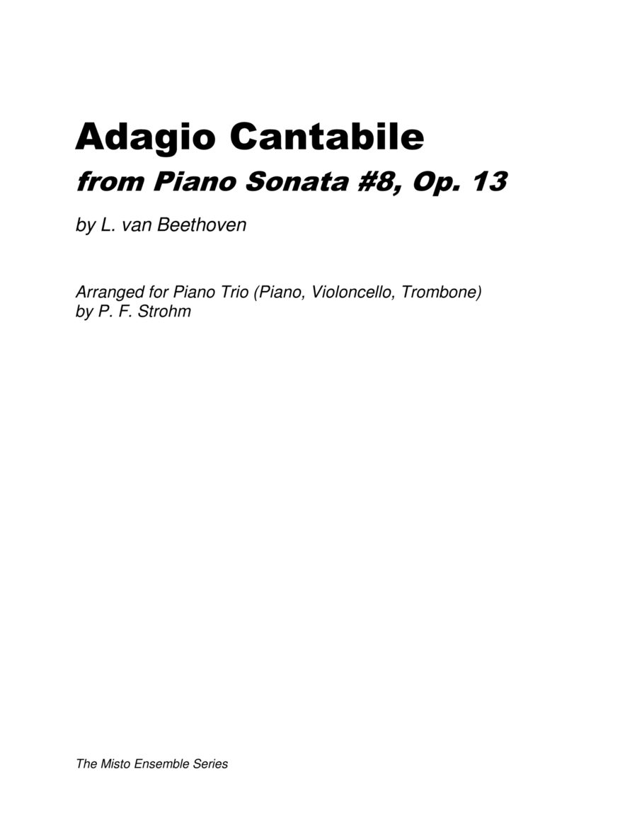 Adagio Cantabile from Piano Sonata No. 8, Op. 13 Trombone scores gallery preview page 1