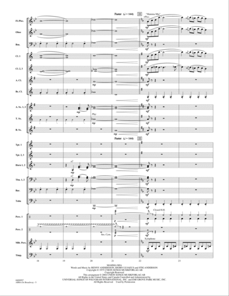 ABBA on Broadway (arr. Michael Brown) - Full Score Concert Band scores gallery preview page 5