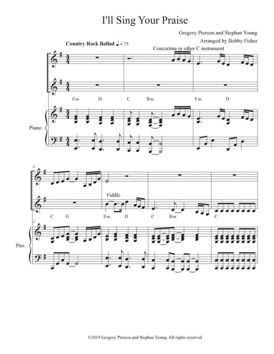 I'll Sing Your Praises I'll Sing Your Praises Piano, Vocal, Guitar scores gallery preview page 1