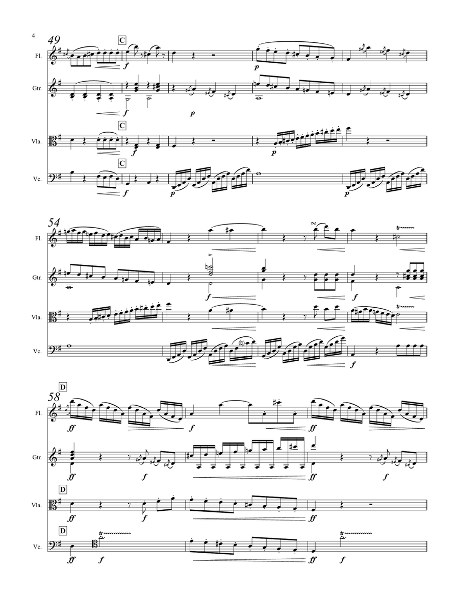 Schubert Quartet for Flute, Guitar, Viola & Cello Small Ensemble scores gallery preview page 5
