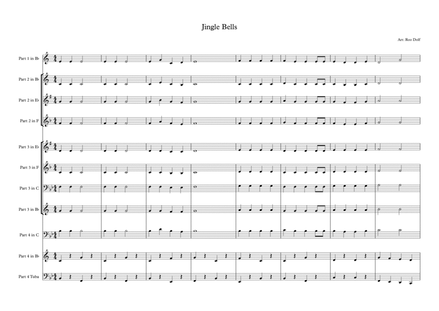 Jingle Bells, for Beginner Brass Brass Ensemble scores gallery preview page 1
