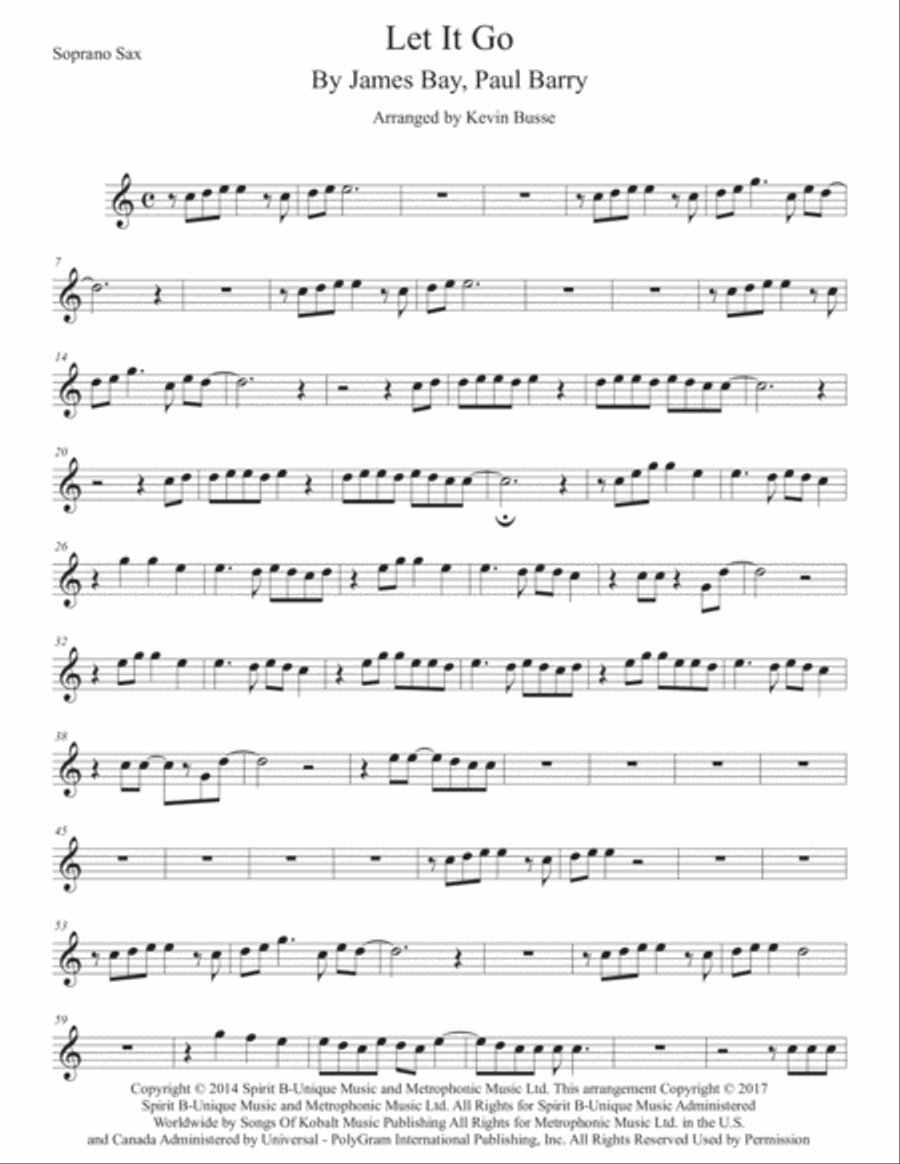 Let It Go Soprano Saxophone scores gallery preview page 1