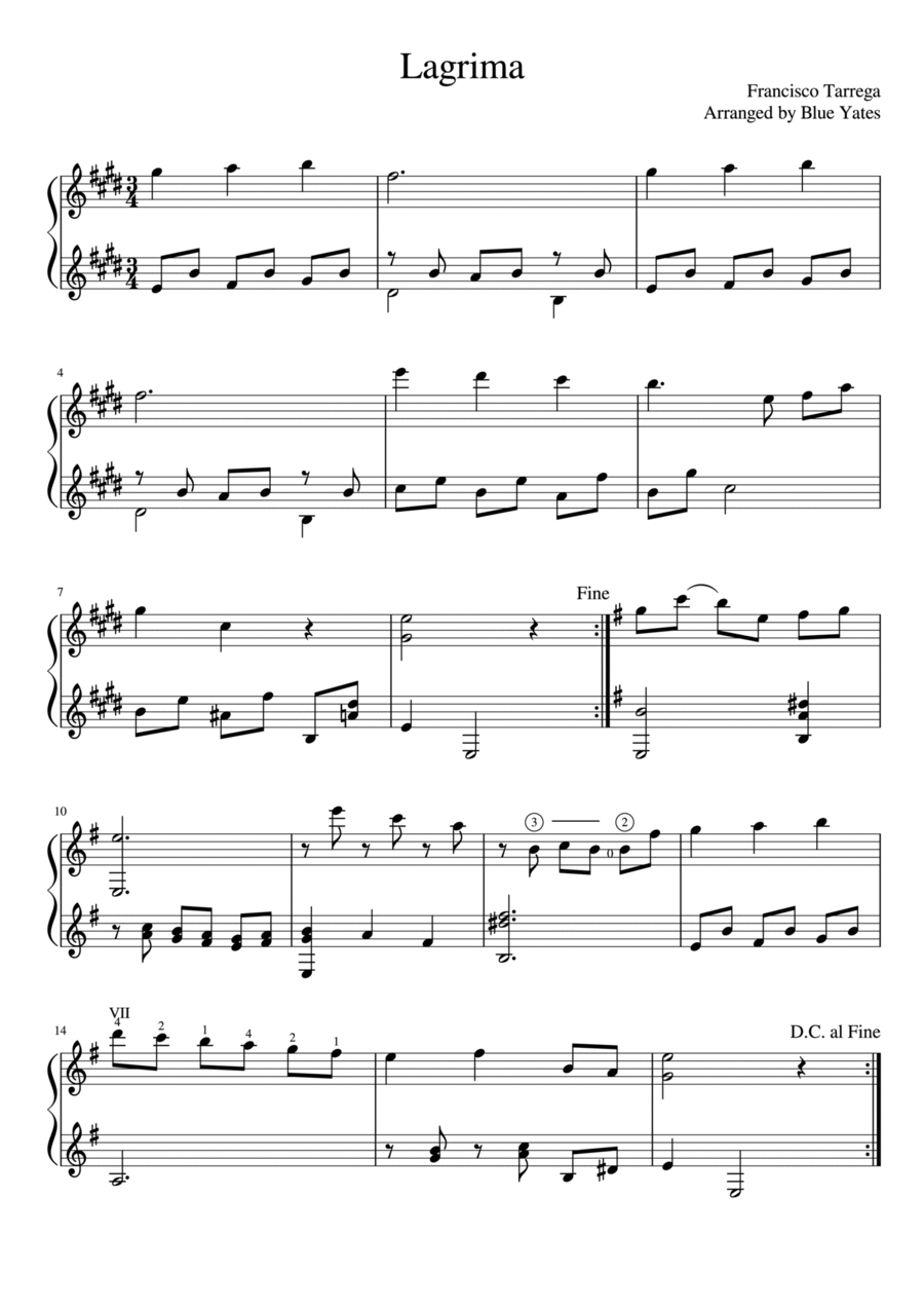 Lagrima (Francisco Tarrega) Lagrima (Francisco Tarrega) Classical Guitar scores gallery preview page 1
