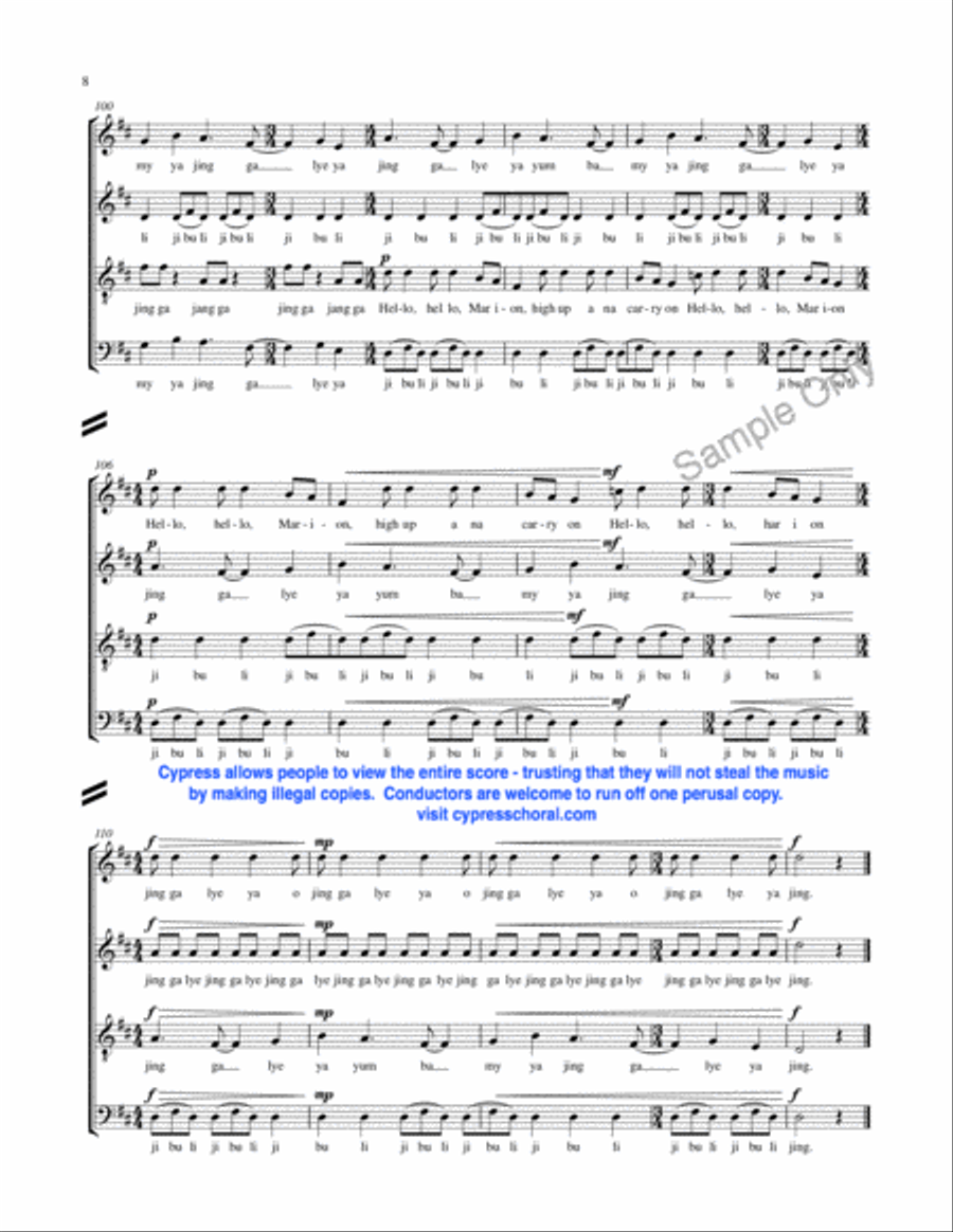 Jing Ga Lye Ya 4-Part scores gallery preview page 8