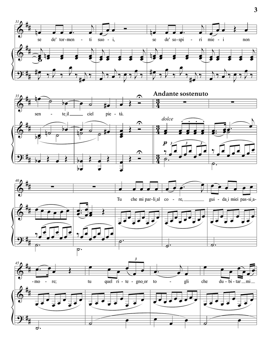 MOZART: Vado, ma dove? oh Dei!, K. 583 (transposed to D major) Piano, Vocal scores gallery preview page 4