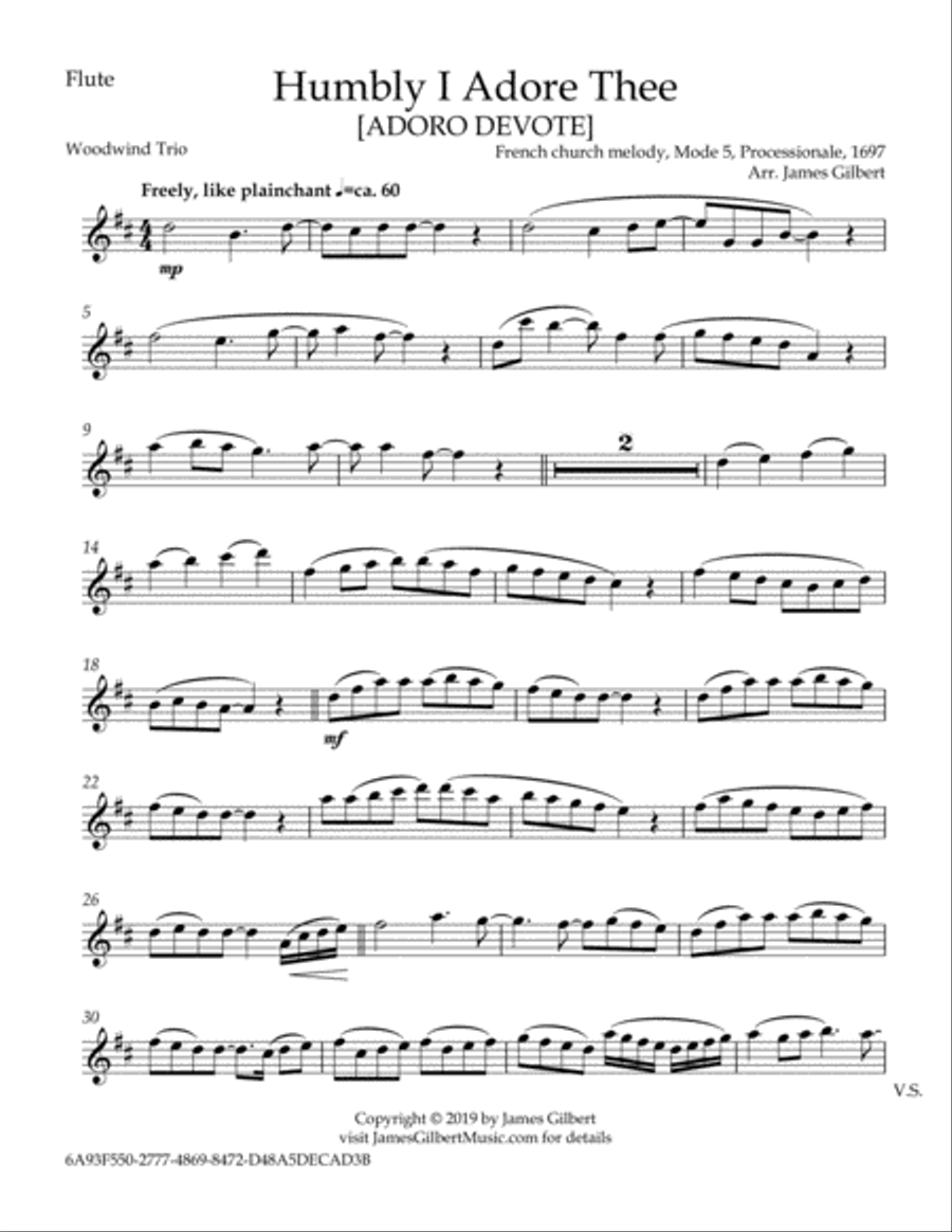 Humbly I Adore Thee Woodwind Trio scores gallery preview page 5