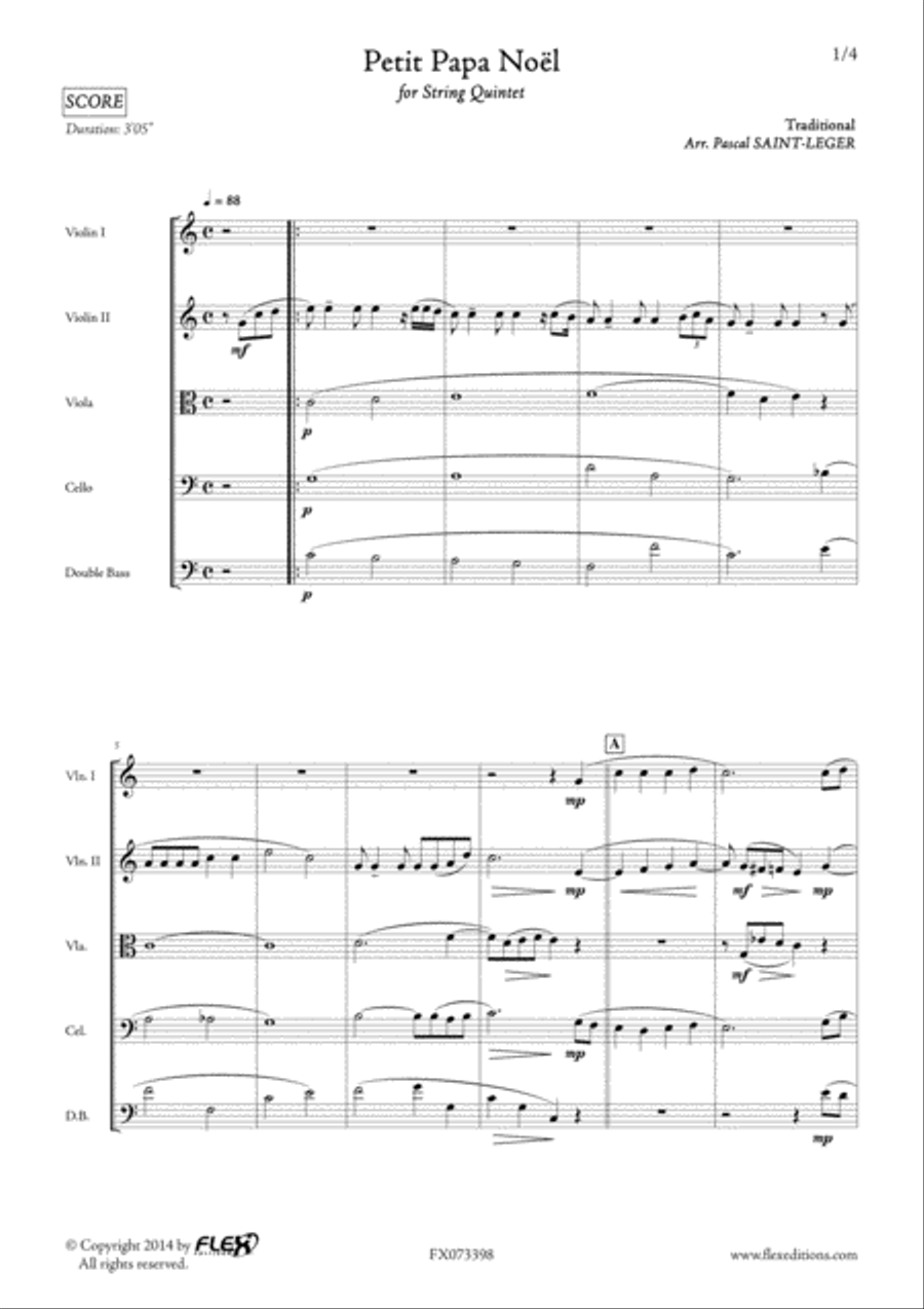 Petit Papa Noel String Quintet scores gallery preview page 2
