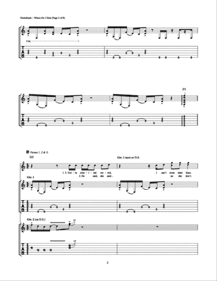 Where Do I Hide Electric Guitar scores gallery preview page 2