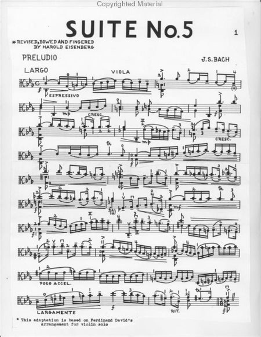 Cello Suites 5 & 6 (revised for viola by Harold Eisenberg Cello scores gallery preview page 2