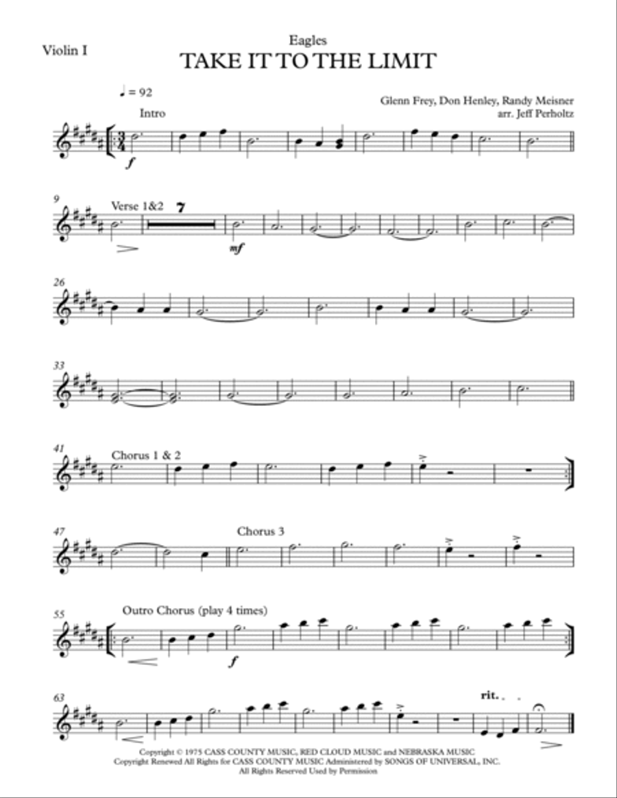 Take It To The Limit String Quartet scores gallery preview page 4