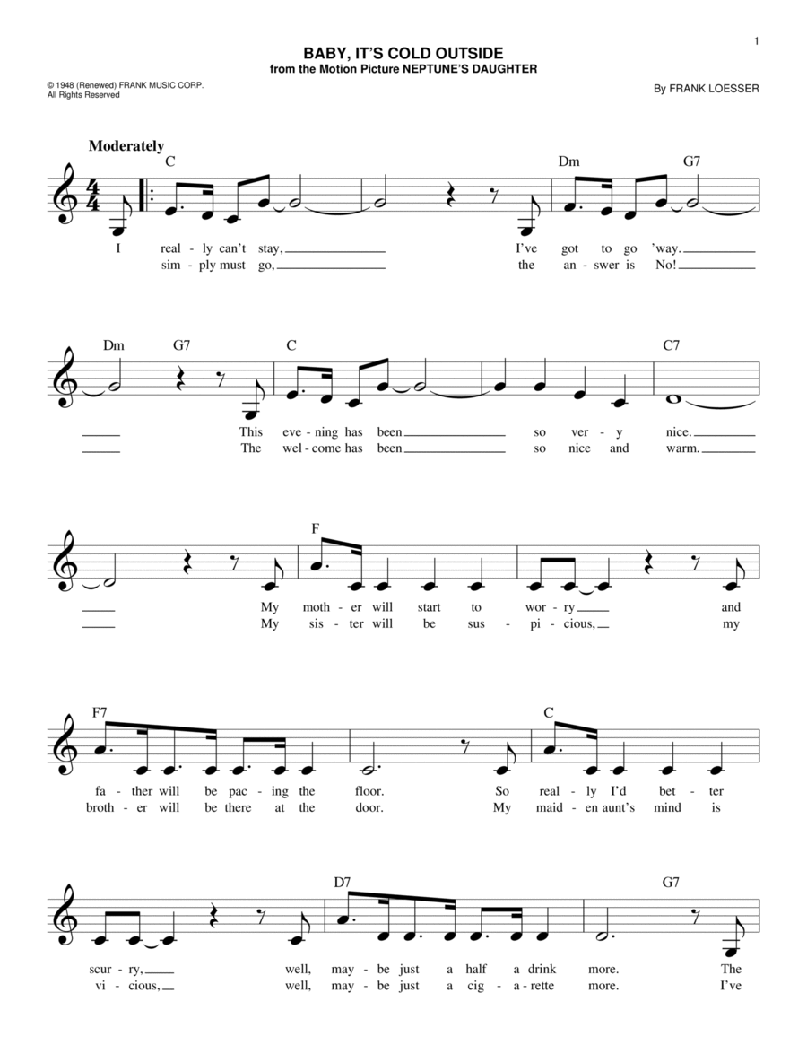 Baby, It's Cold Outside Piano scores gallery preview page 1