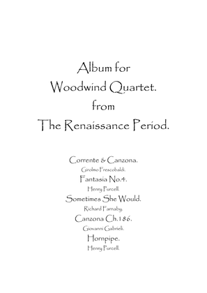 Book cover for Album for Woodwind Quartet from The Renaissance Period.