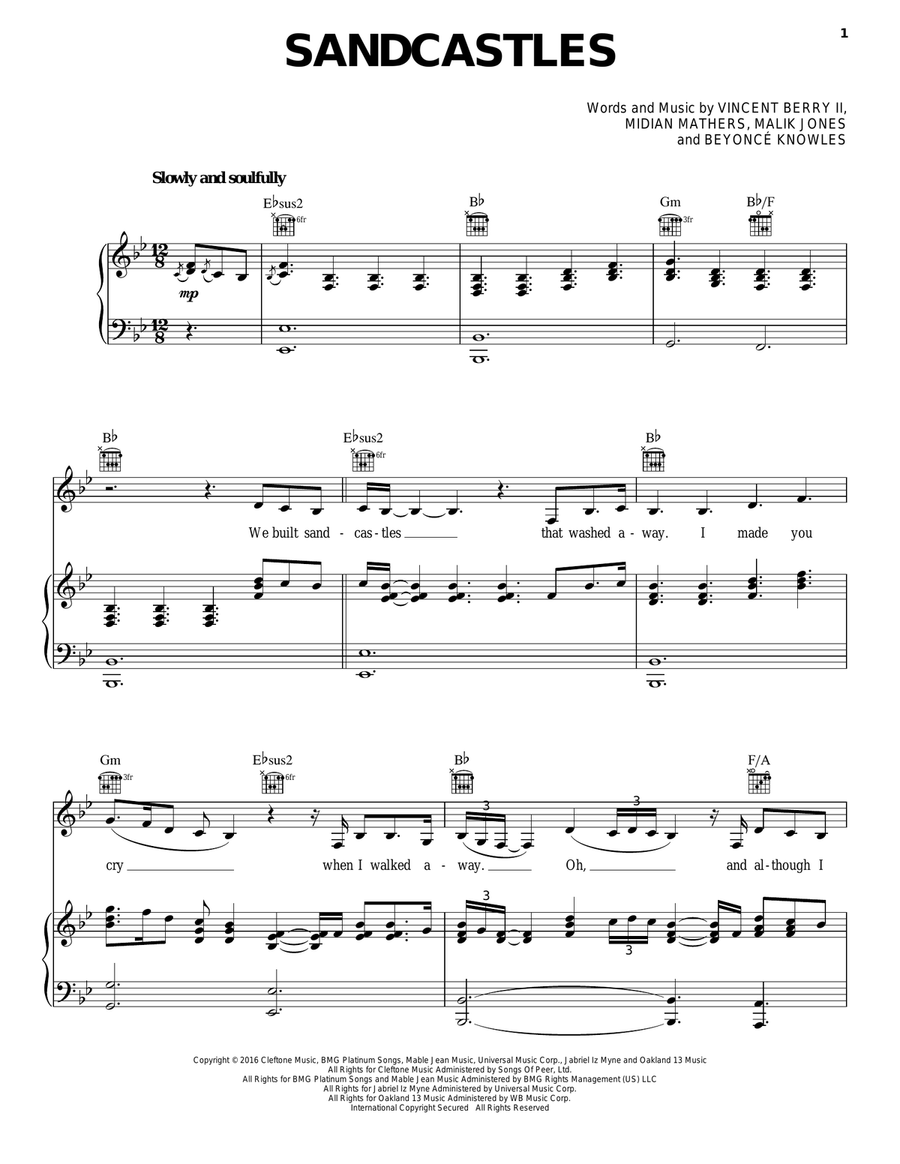 Sandcastles Piano, Vocal, Guitar scores gallery preview page 1
