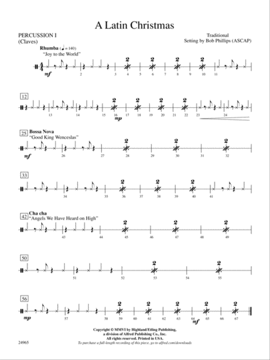 A Latin Christmas: 1st Percussion String Orchestra scores gallery preview page 1