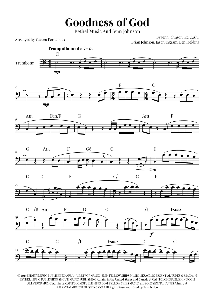 Goodness Of God Trombone Solo scores gallery preview page 1