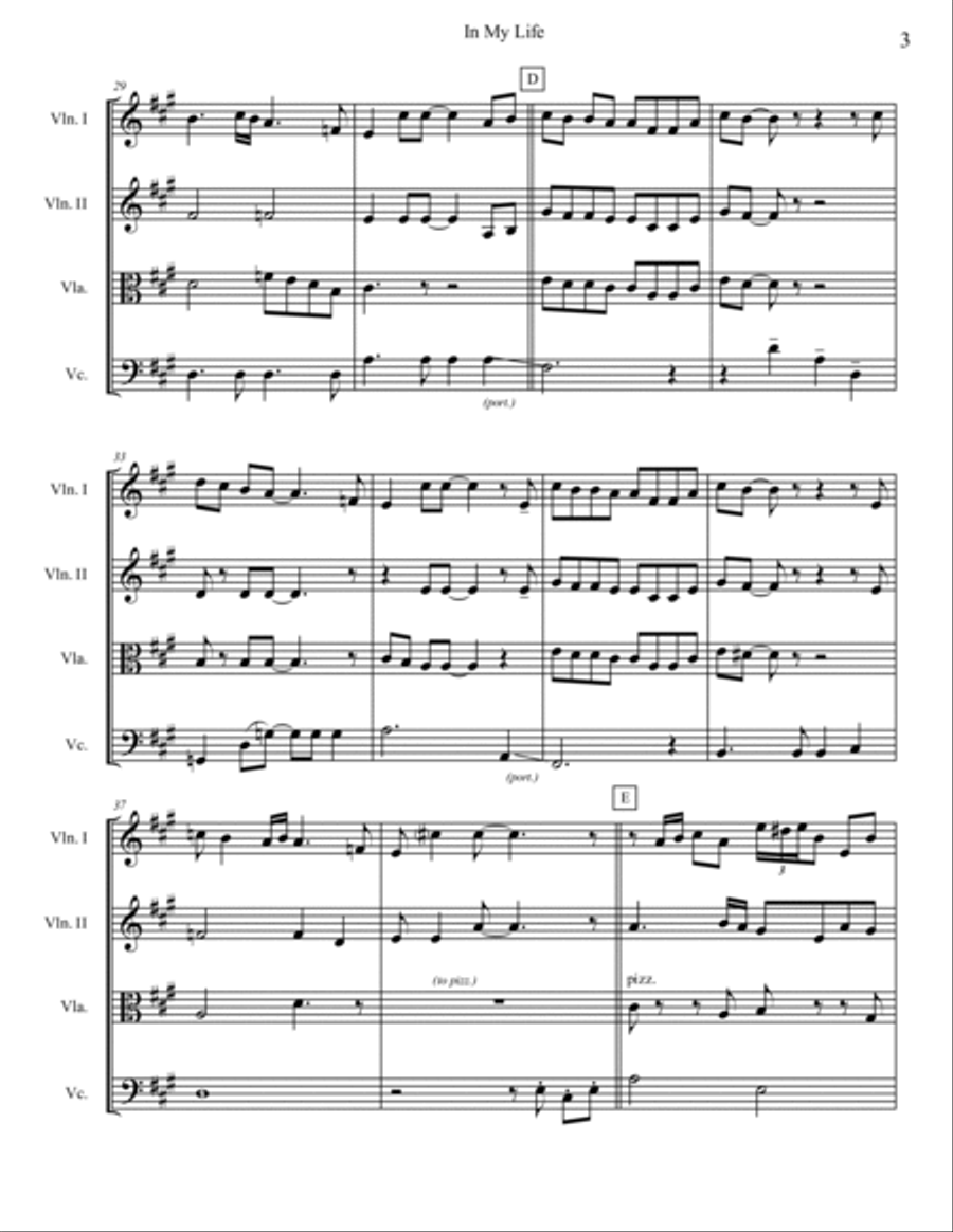 In My Life String Quartet scores gallery preview page 3