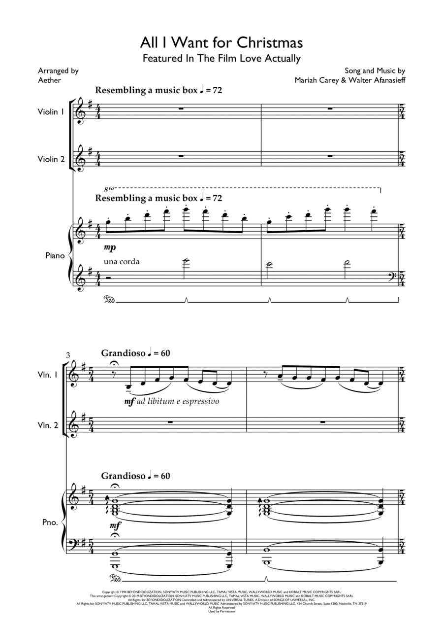 All I Want For Christmas Is You String Duet scores gallery preview page 1
