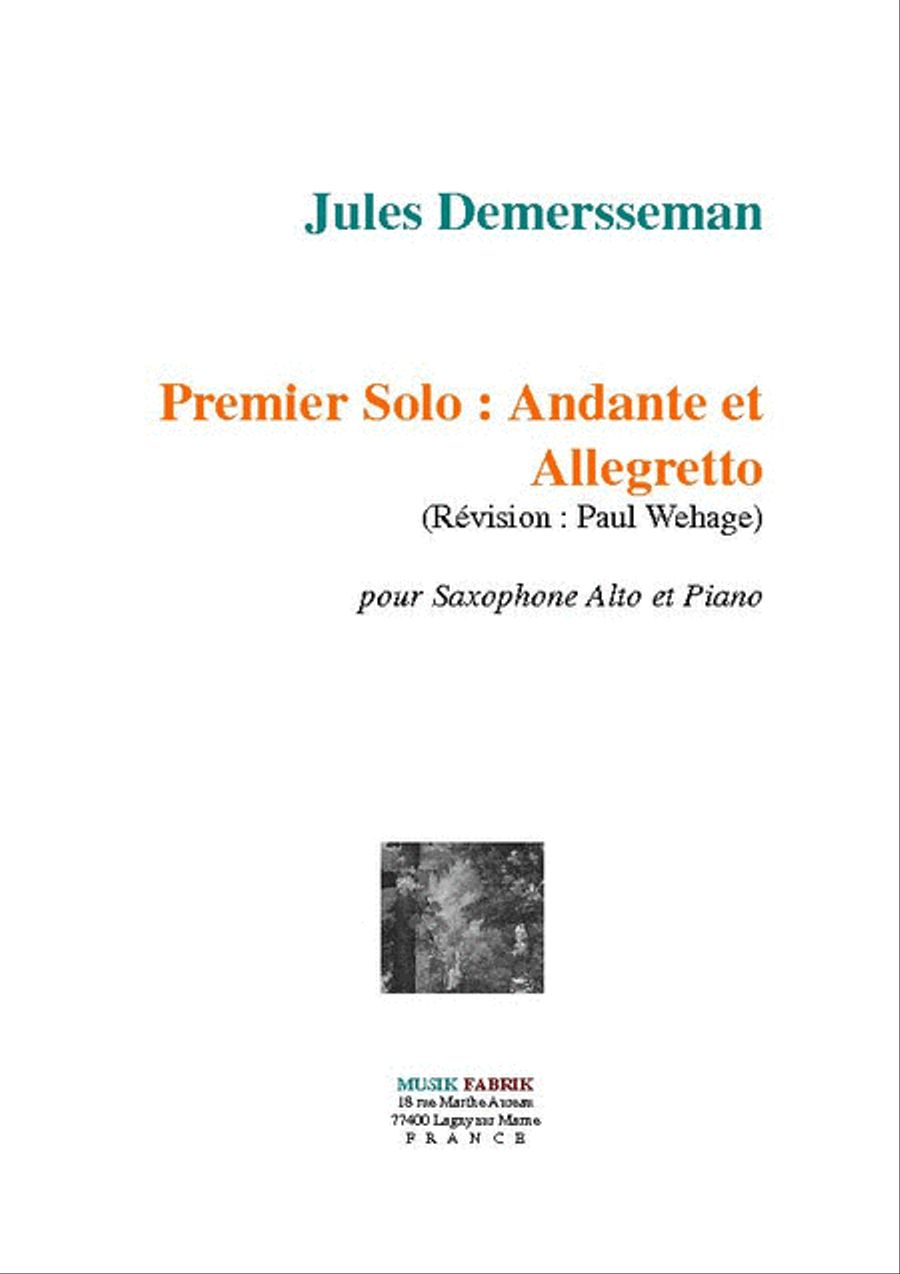 Premier Solo : Andante et Allegro Alto Saxophone scores gallery preview page 1