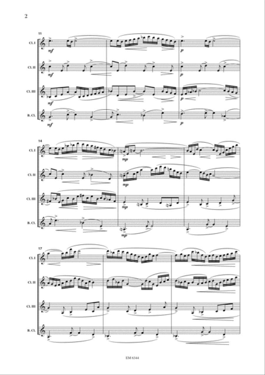 Cyanic Waves for Clarinet Quartet Clarinet Quartet scores gallery preview page 3