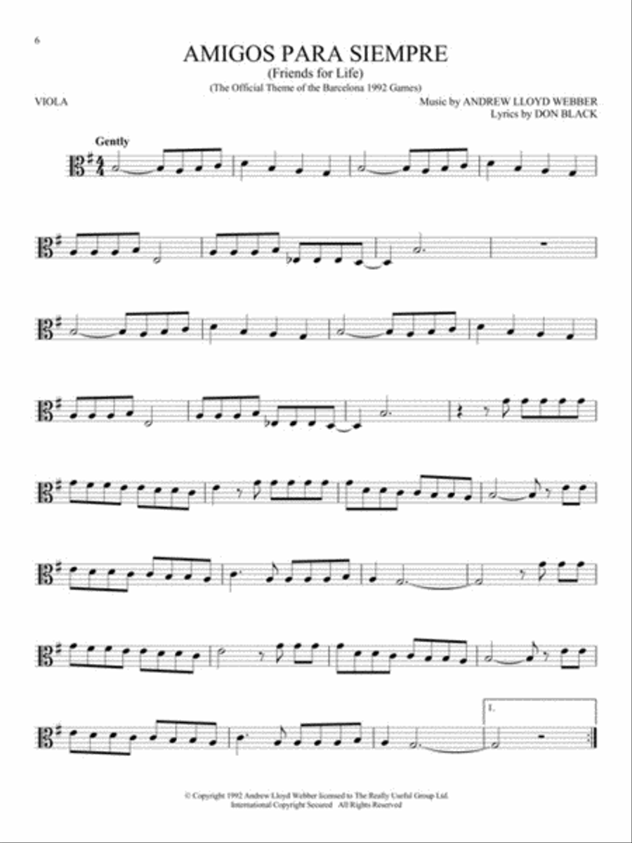 The Songs of Andrew Lloyd Webber Viola Solo scores gallery preview page 5