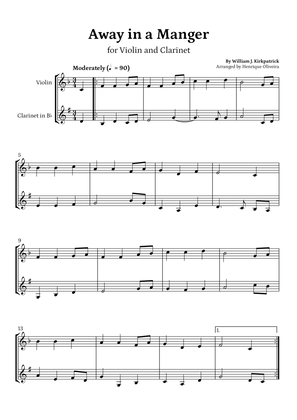 Away in a Manger (Violin and Clarinet) - Beginner Level