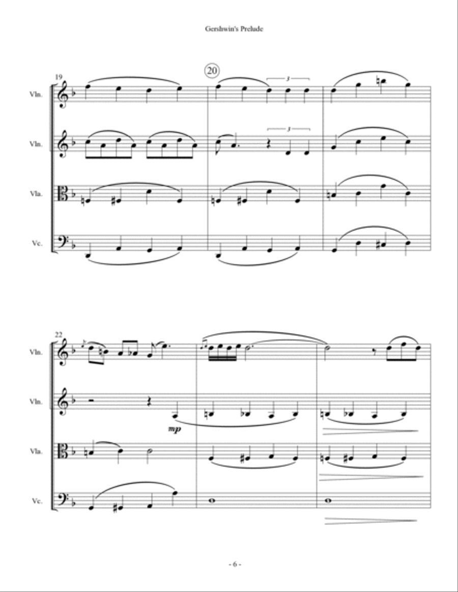 Gershwin's Prelude - String Quartet String Quartet scores gallery preview page 6