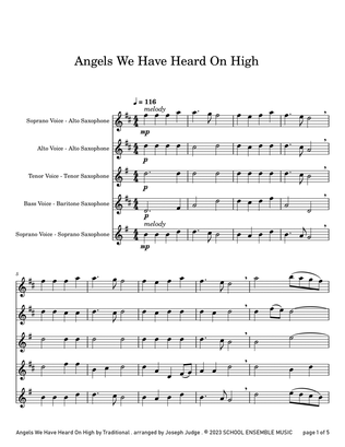Book cover for Angels We Have Heard On High for Saxophone Quartet in Schools