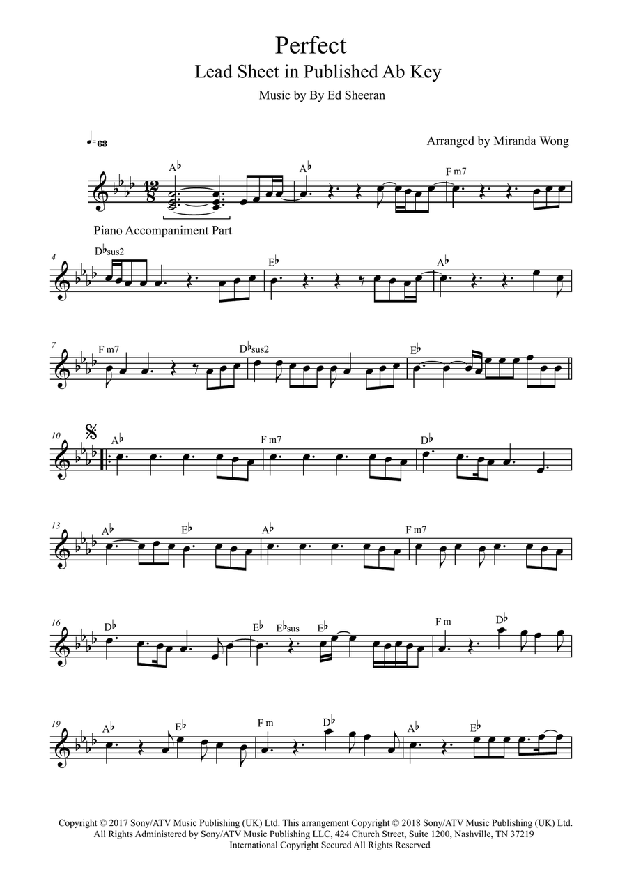 Perfect Perfect Piano, Vocal scores gallery preview page 1