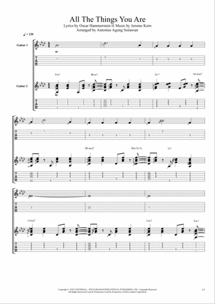 All The Things You Are Guitar Tablature scores gallery preview page 1
