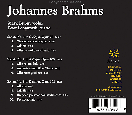 Brahms Sonatas for Violin & Piano