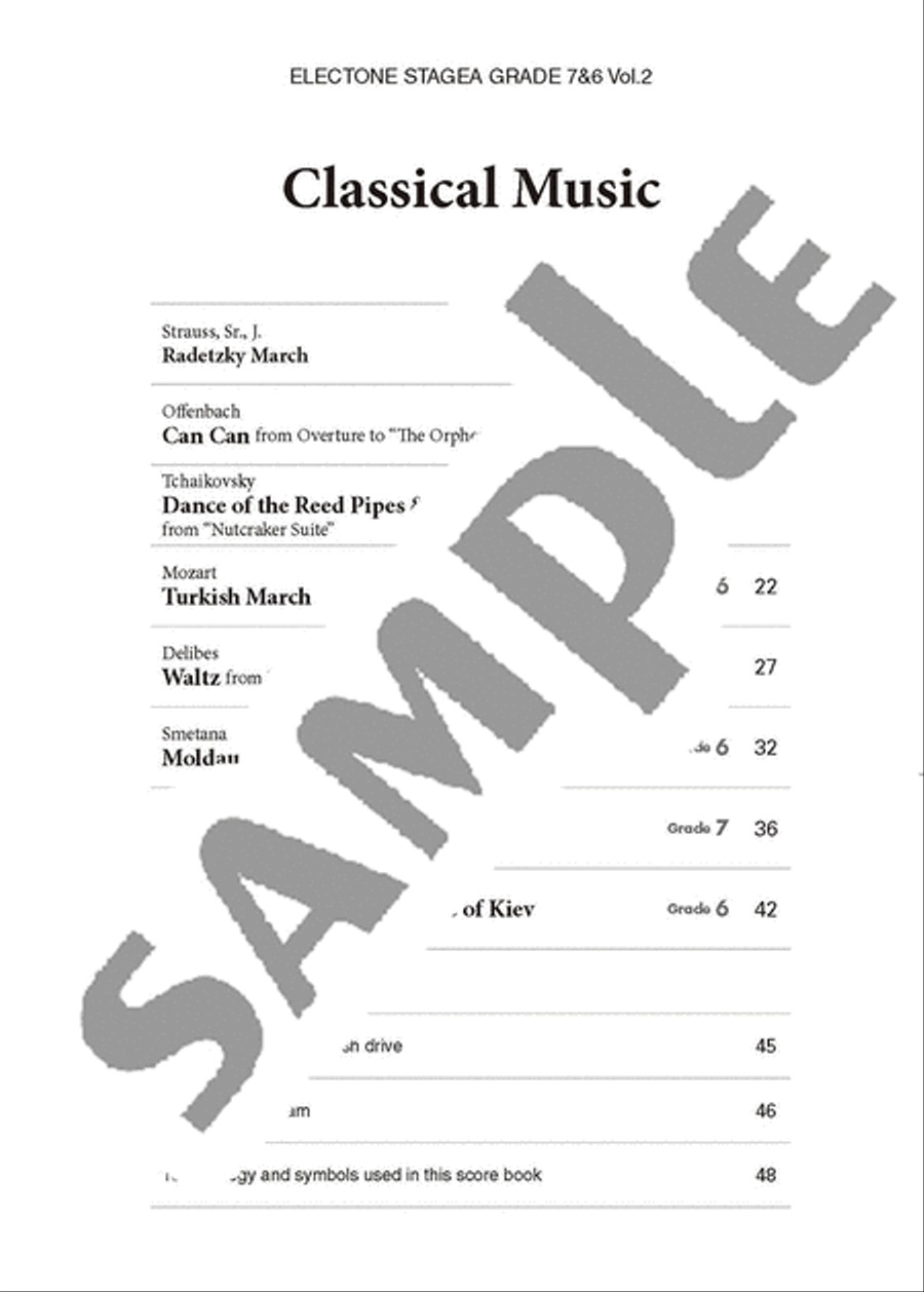 Electone STAGEA GRADE 7 & 6 Vol.2 Classical Music(+USB)/English Version Electone scores gallery preview page 2