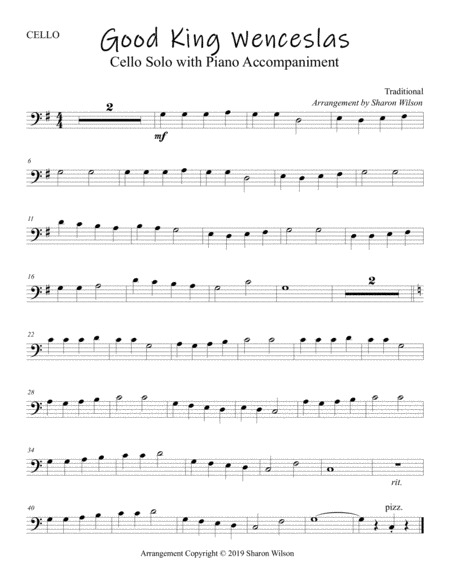 Good King Wenceslas (Easy Cello Solo with Piano Accompaniment) image number null