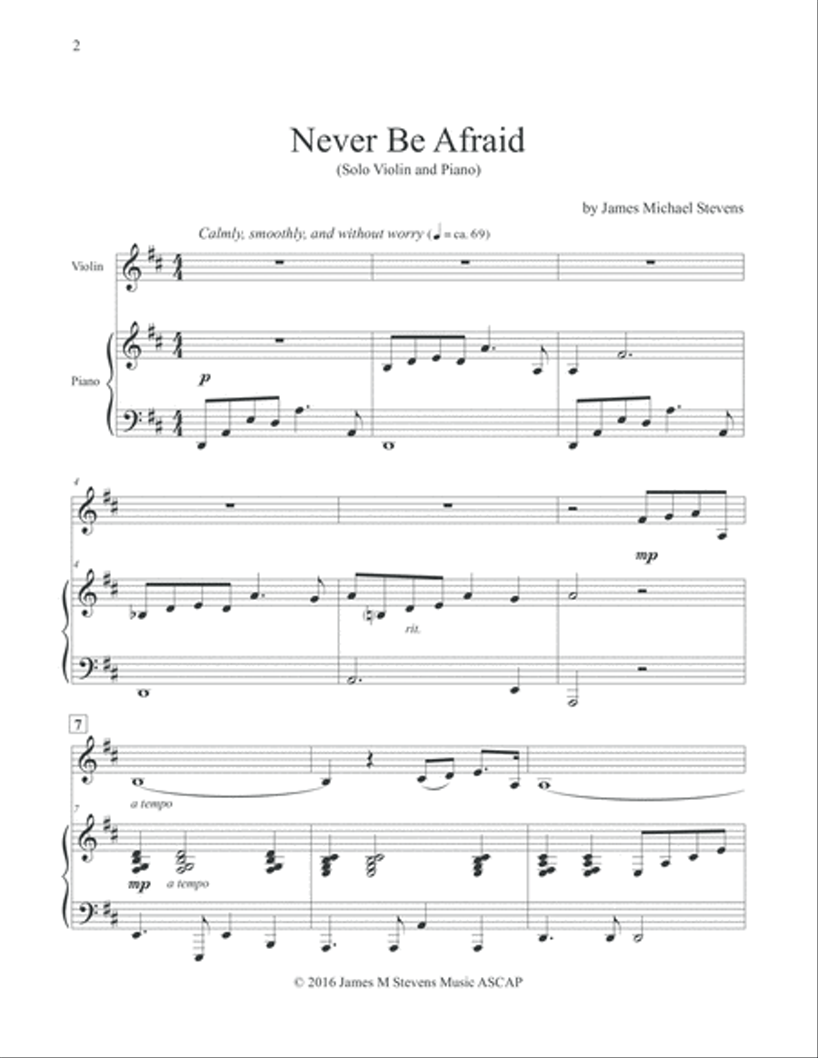Never Be Afraid - Violin & Piano Violin Solo scores gallery preview page 2