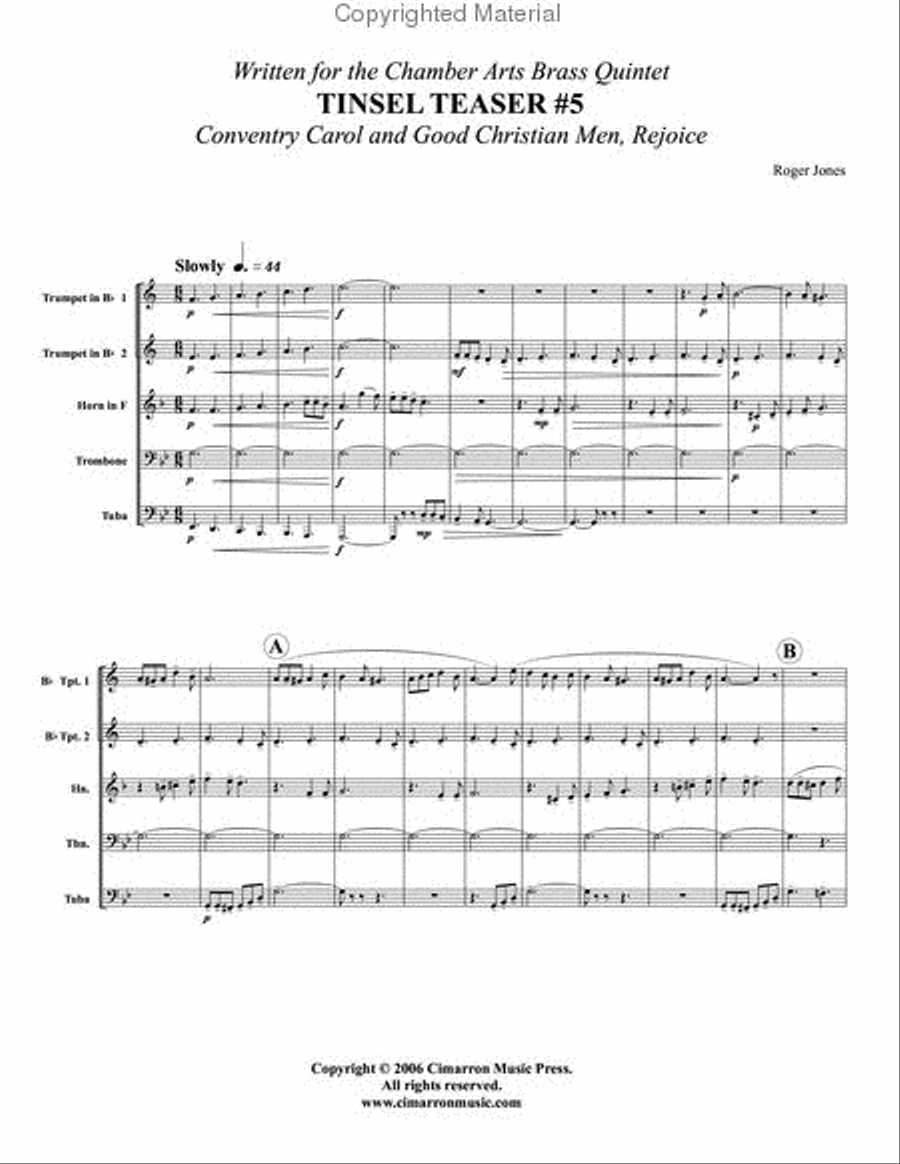 Tinsel Teaser #5 Brass Quintet scores gallery preview page 2