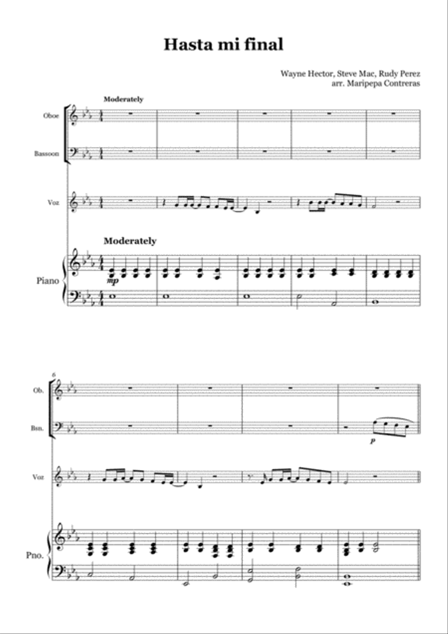 Hasta Mi Final Small Ensemble scores gallery preview page 1