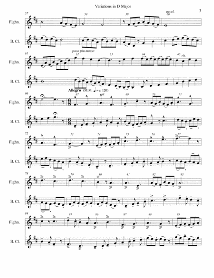 Duet in D Major Duet in D Major Bass Clarinet scores gallery preview page 3