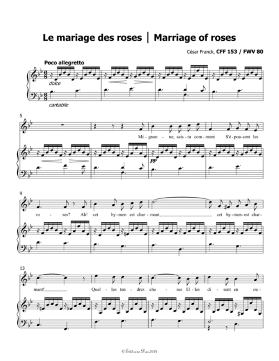 Le mariage des roses, by César Franck, in B flat Major Voice scores gallery preview page 3