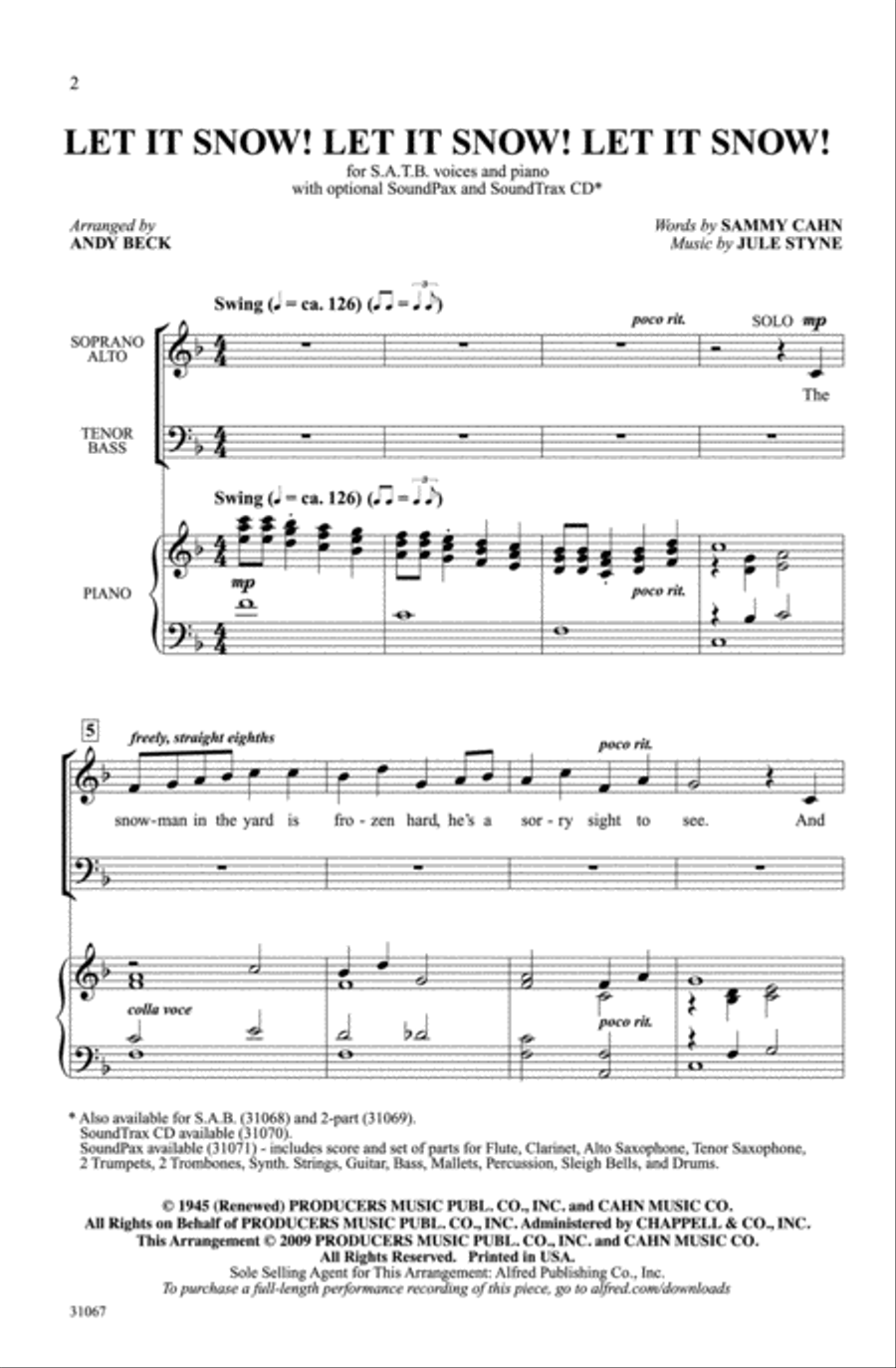 Let It Snow! Let It Snow! Let It Snow! 4-Part scores gallery preview page 2