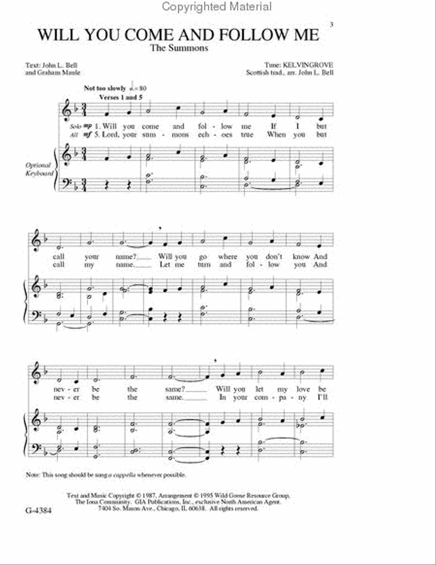 Will You Come and Follow Me 4-Part scores gallery preview page 2