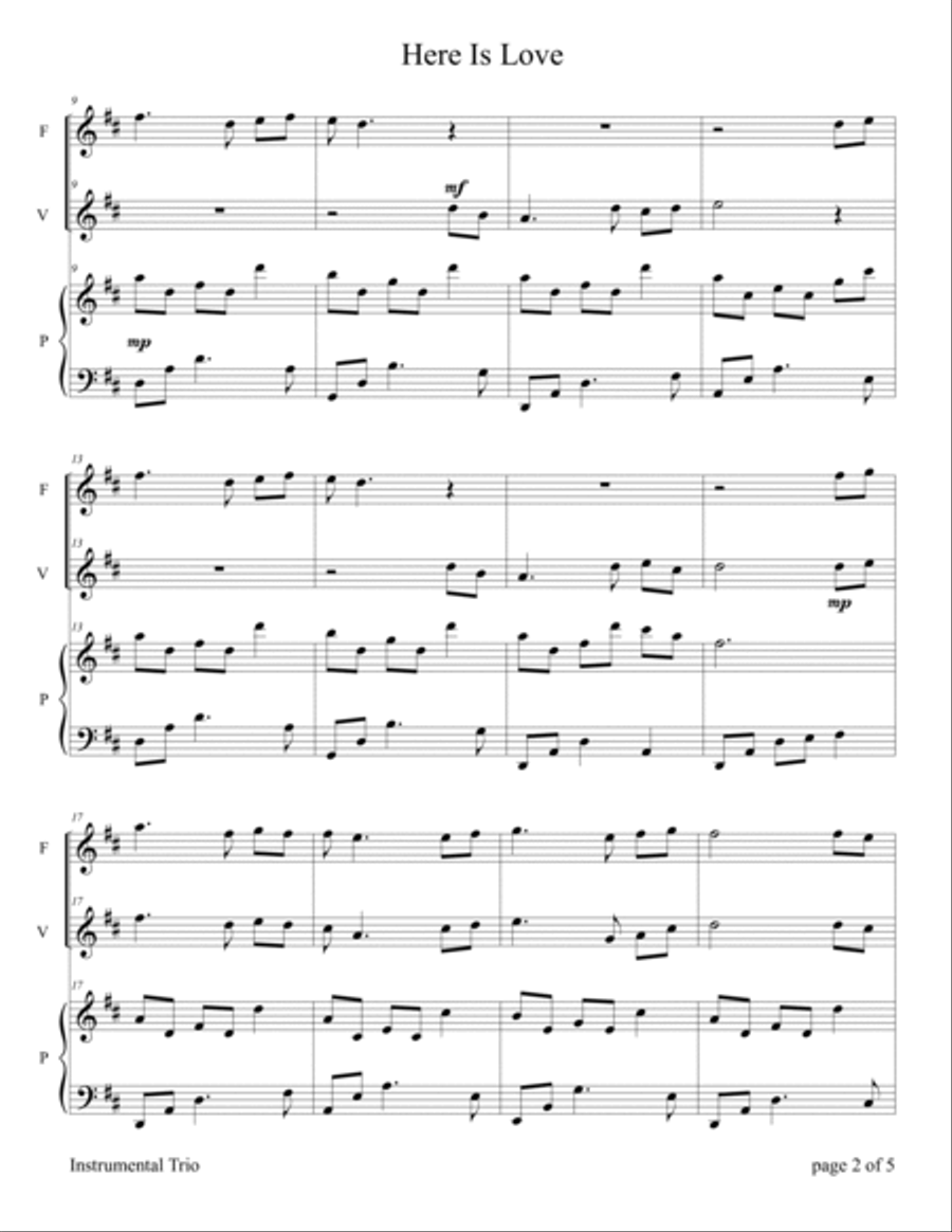 Here Is Love (Flute and Violin Duet with Piano Accompaniment) Flute scores gallery preview page 6