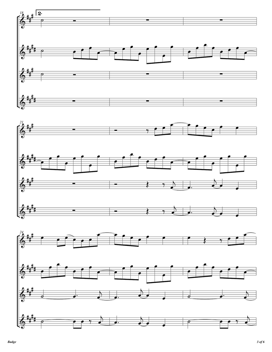 Badge by Cream Woodwind Quartet - Digital Sheet Music page 4
